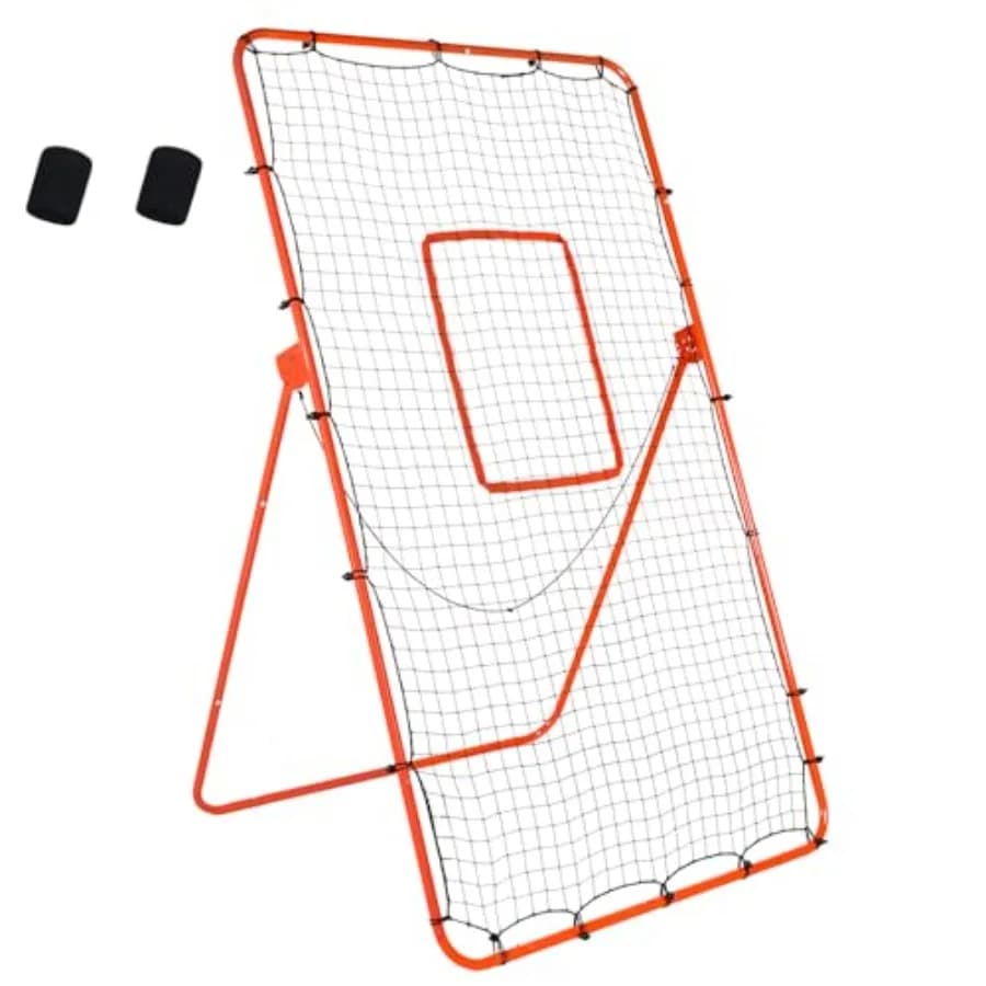 Rete di Rimbalzo per Pallavolo - 4x7ft con 5 Angoli Regolabili per Allenamento di Lancio e Consegna, Adatta anche per Baseball, Softball e Lacrosse