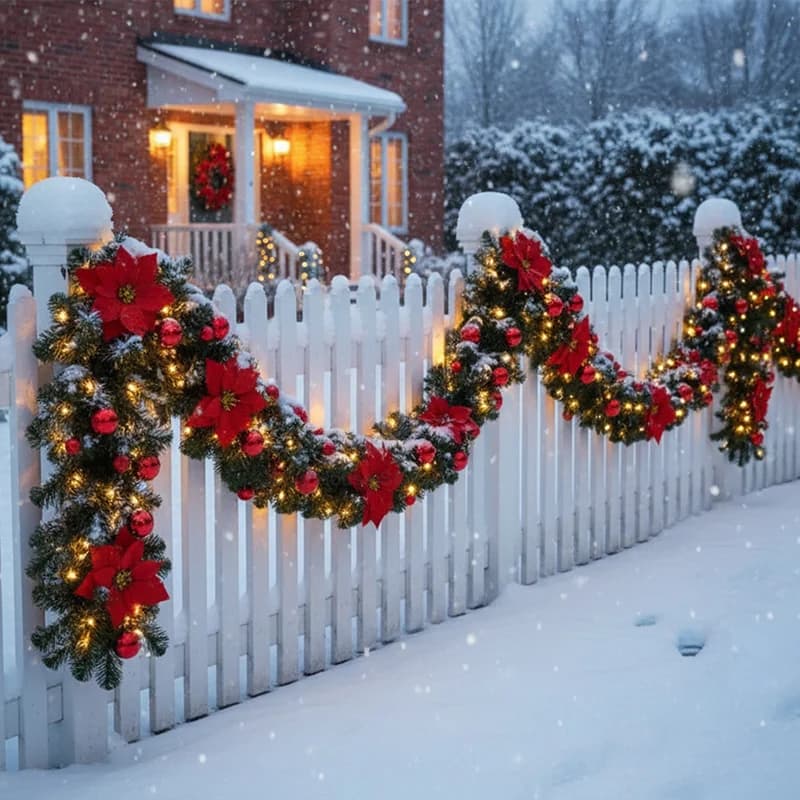 Ghirlanda natalizia in rattan a LED, ghirlanda artificiale da 270 cm con luci per albero di Natale, porta d'ingresso, camino, scale, decorazioni per feste in casa