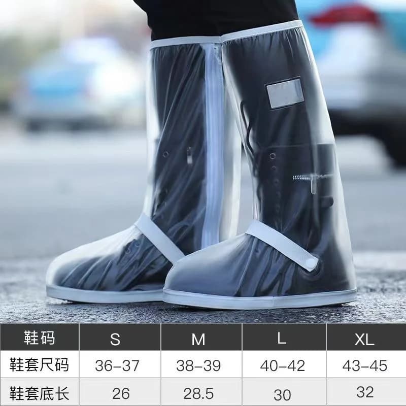 Copriscarpe Impermeabili Neri con Riflettore, Copriscarpe Alti Trasparenti Antipolvere per Moto e Bici, per Uomo e Donna