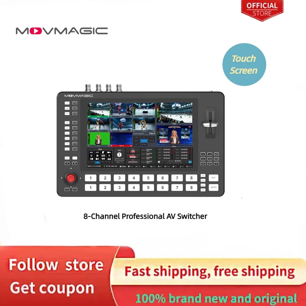 MOVMAGIC M8 4K Video Mixer 10.1" Touch Screen 8CH HDMI 3G-SDI NDI ISO Live Streaming for Education Event