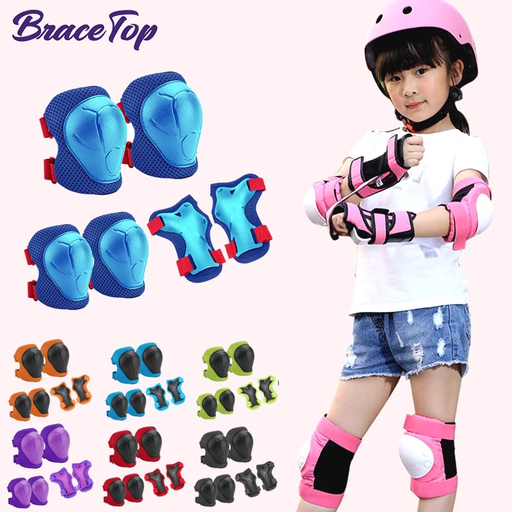 Kids Knee Pad Age 3-7 Kids Girls, Safety Set for Protective Equipment 6 in 1 with Wrist Guard Cycling New