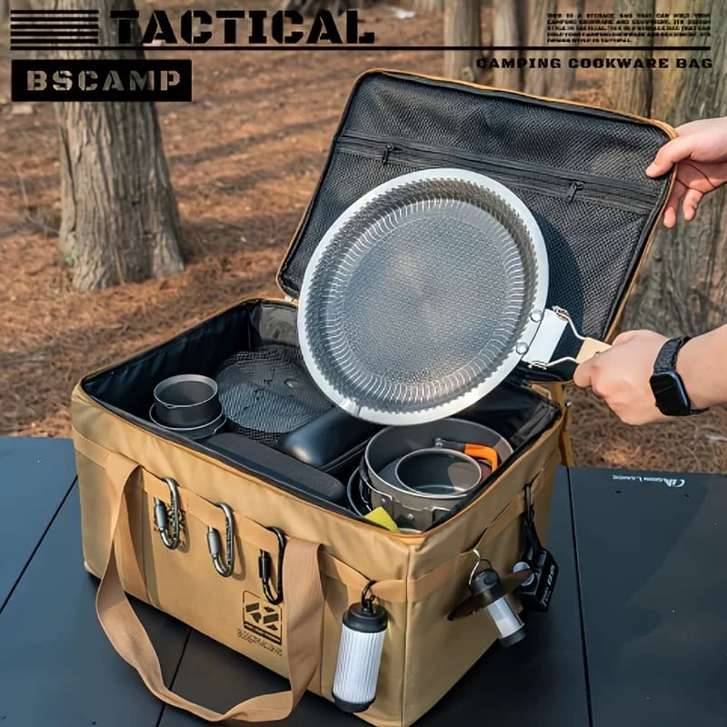 Grande Scatola Pieghevole da 42L in Tessuto Oxford 900D, Organizer per Campeggio e Cucina, Borsa Tattica per Auto