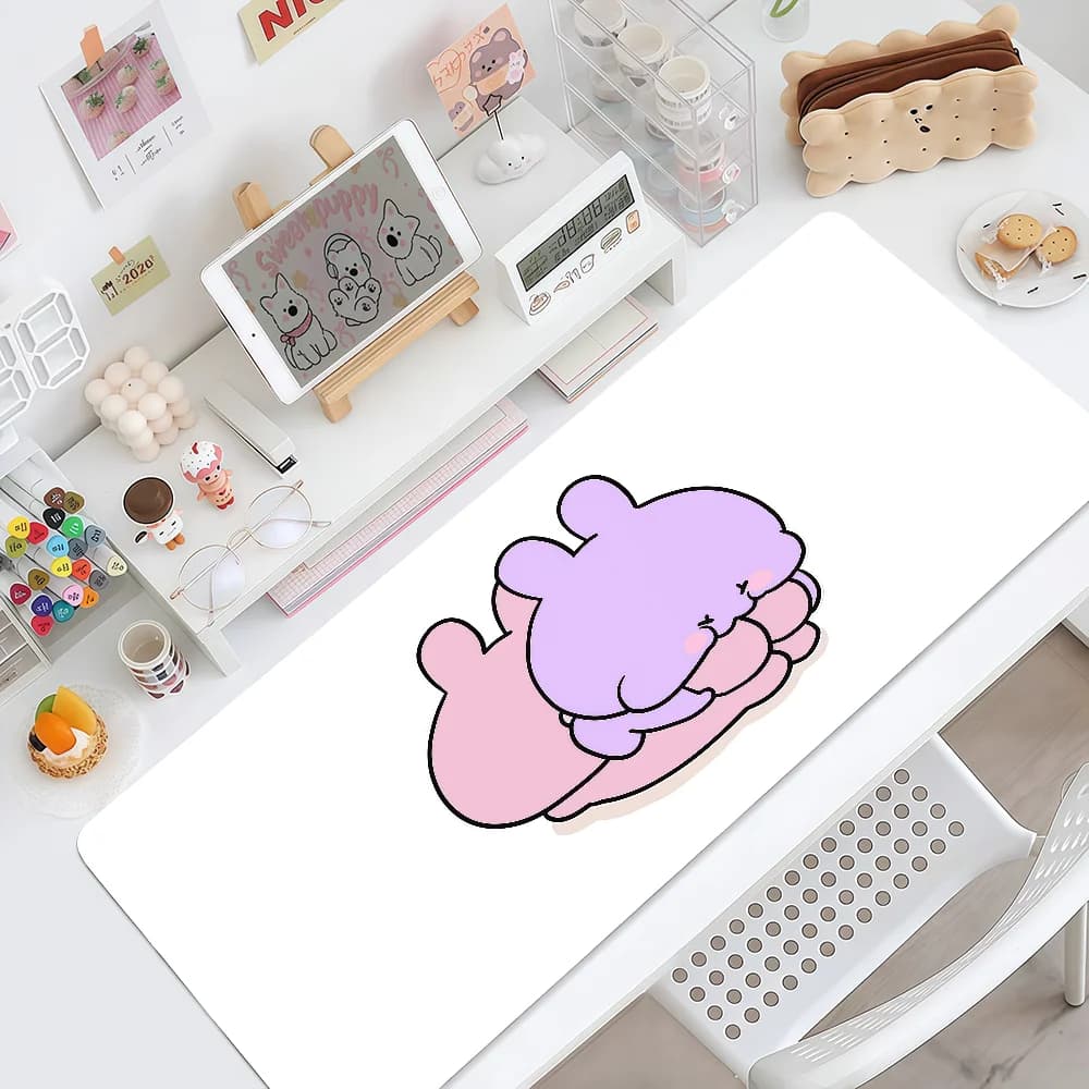 A-Asamimichann Mouse Pad MousePad Kawaii Antiscivolo con bordi rinforzati per ufficio, studenti e gaming, tappetino da scrittura grande e spesso, cuscino con disegni a fumetti