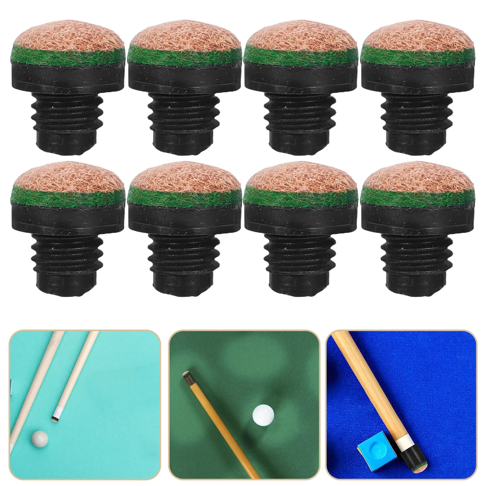 20Pcs Screw-on Pool Cue Tips Replacement Kit for Billiard Cues Improved Friction Control Snooker Pool Practice