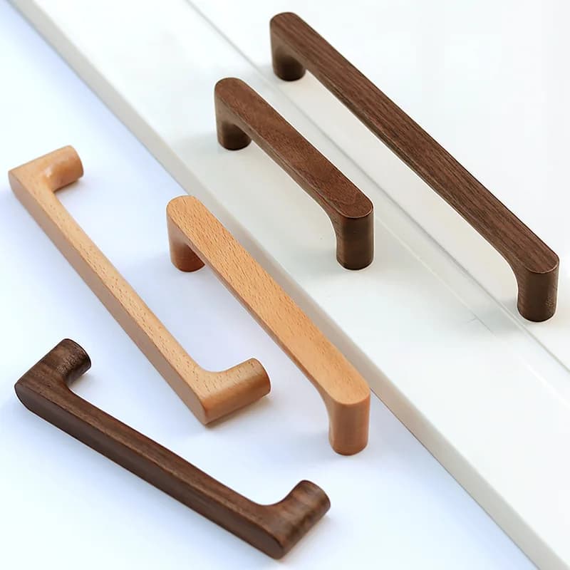 Maniglia per Mobile in Legno Stile Nordico, Pomello in Legno Massiccio per Cucina, Armadio, Comò, Camera da Letto, Cassetto, Maniglie per Mobili