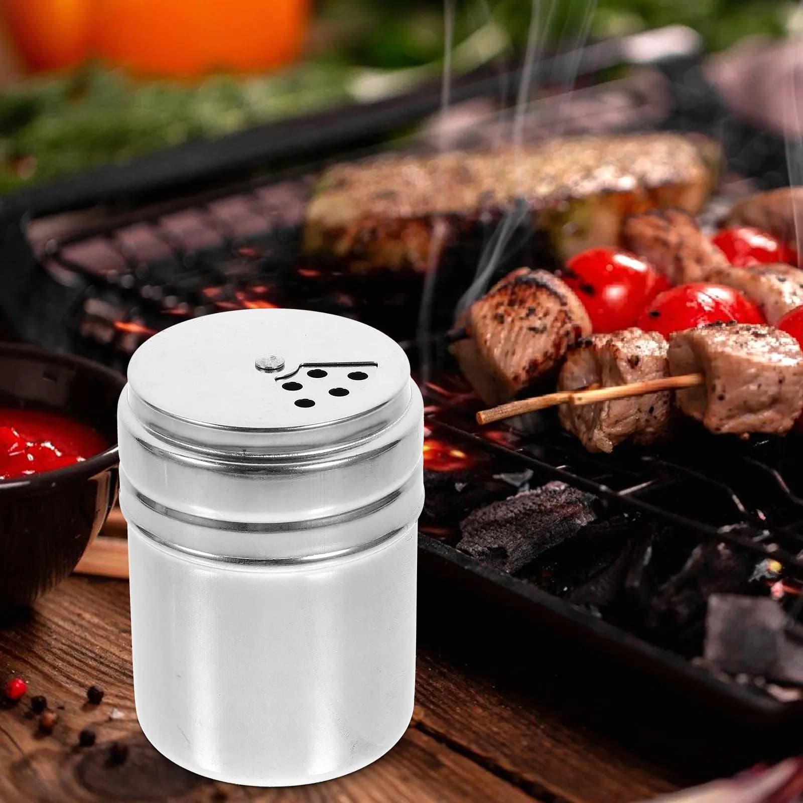 Set di 3 barattoli per condimenti in acciaio inossidabile, contenitore multiuso per sale e pepe, contenitore per spezie da cucina per casa e ristorante