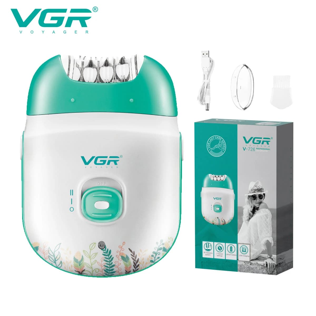 VGR 726 Nuovo Epilatore Donna Rasoio Mini Plucker USB Ricaricabile Pedicure Elettrico per Viso Gambe Bikini
