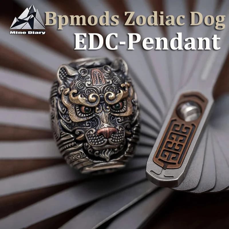 Bpmods EDC Zodiac Dog Lanyard Bead Knife Pendant Stress Relief Fidget Spinner Pendant Fidget Toys Decorative Accessories