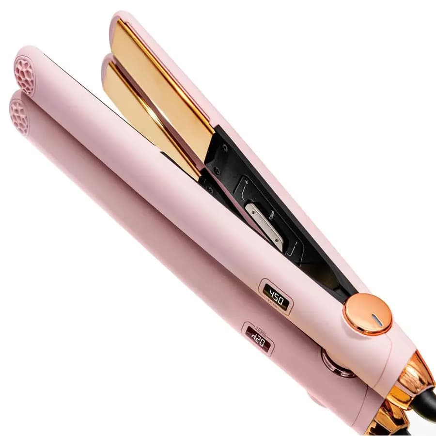 Hair plate 2 in 1 with ironing and curling function, fast heating in 10 seconds, professional 1 inch titanium iron to iron and curl.