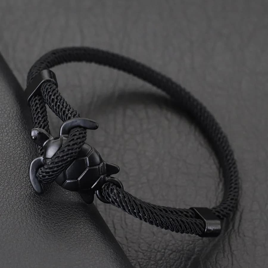 Bracciale unico con tartaruga marina da uomo, con corda regolabile scorrevole, braccialetto estivo da spiaggia, filo avvolgente nautico, braslet per il tempo libero