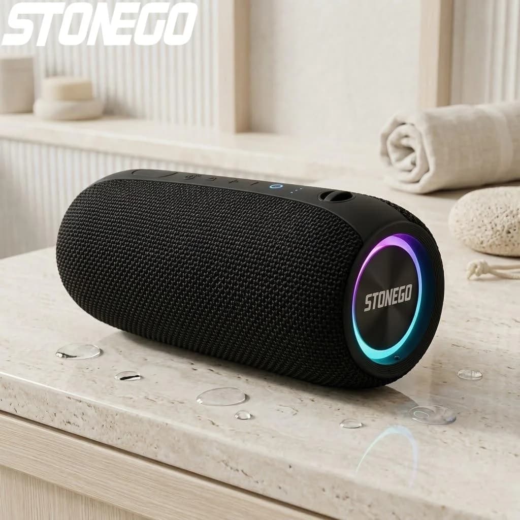 Altoparlante Bluetooth Portatile Wireless, Stereo con Doppi Driver, Bassi Potenti, Impermeabile IPX7, Cassa Audio Bluetooth per Esterni con Microfono Integrato, Lunga Durata della Batteria per Piscina, Spiaggia, Feste, Doccia, Viaggi, Campeggio