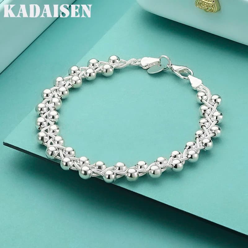 925 sterling silver bracelet, beautiful chain with woven beads for women, stylish jewelry, wedding gifts and parties