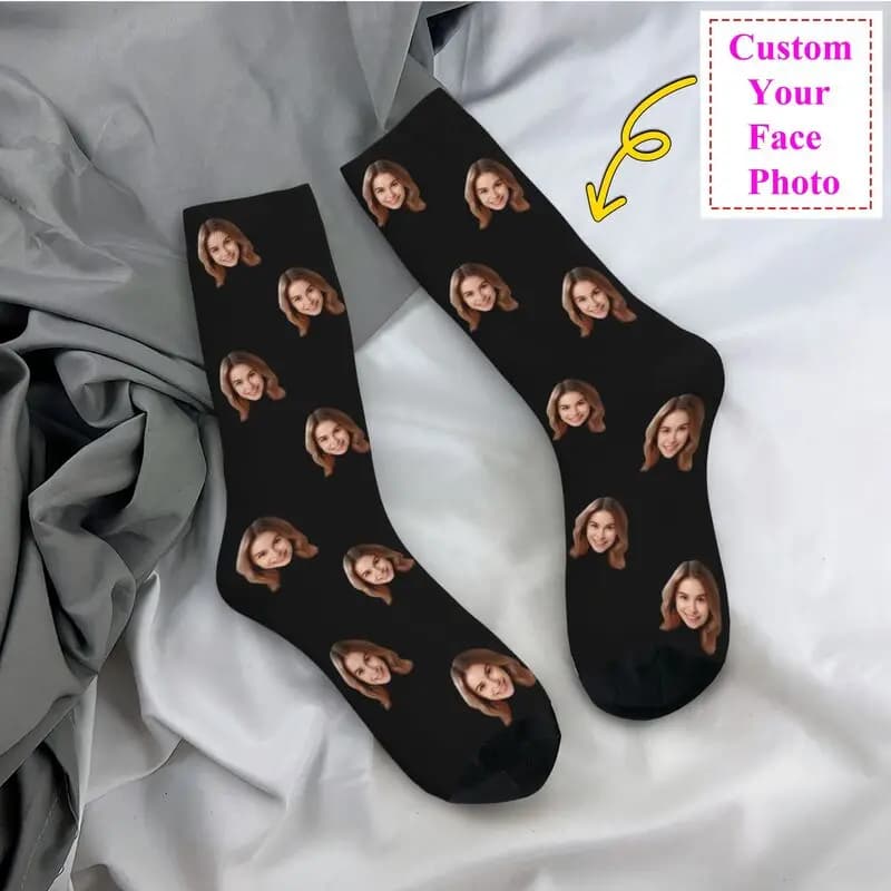 Custom socks for men and women with customized photo for face New in unisex Design your socks elegant spring summer autumn winter