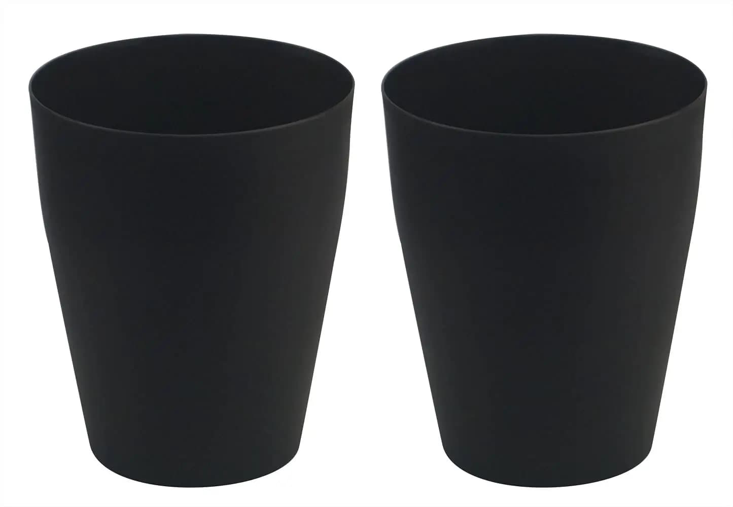 Piccolo cestino per rifiuti, confezione da 2, cestino rotondo in plastica per bagno, camera da letto, cucina, ufficio - Nero