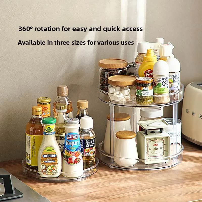 Kitchen Spice Storage Rack Multi-Layer Rotatable Home Desktop Condiment Organizer Shelf Desktop Mounted Spice Rack