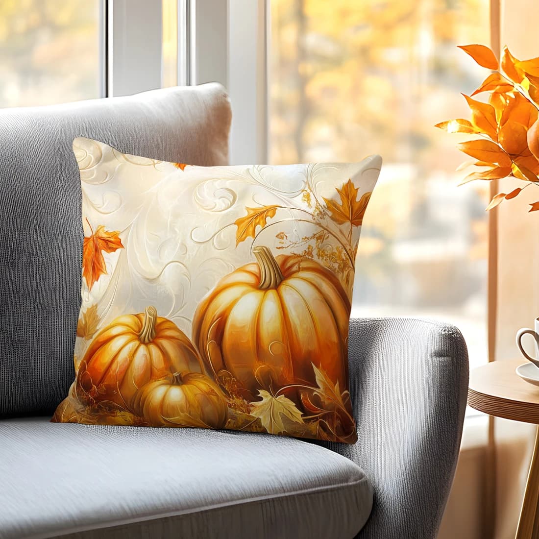 Autumn harvest pumpkins Cushions Pillowcase Polyester Cushion Cover Throw Pillow Sofa Decoration Pillowcover Home Car Decor