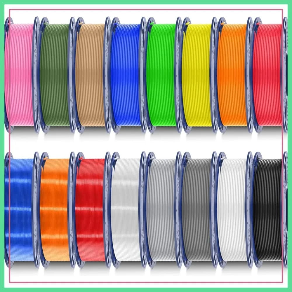 Set di Filamenti PLA in 16 Colori, Multicolore 1.75mm, 0.25kg per Bobina, 4kg Totali, Confezionati Singolarmente Sottovuoto