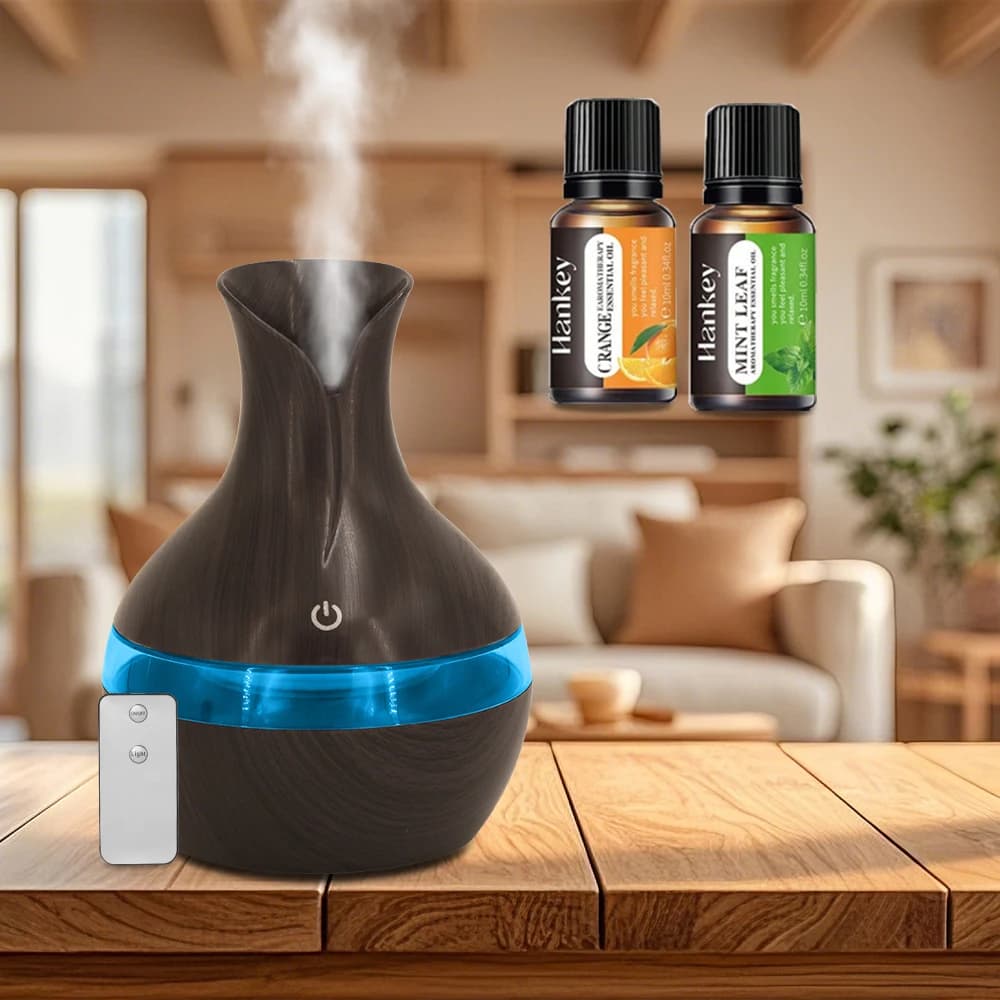 Umidificatore per aromaterapia ultra silenzioso Diffusore di luce notturna USB da 300 ml con telecomando per idratazione dell'aria domestica e in ufficio