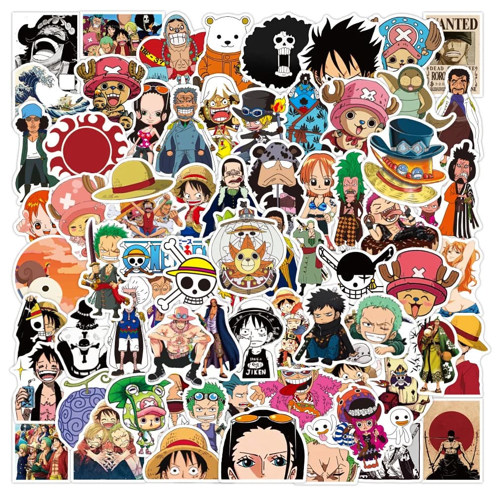 10/30/50/100 Pezzi Adesivi Anime ONE PIECE Luffy, Decorazioni Fai-da-Te per Skateboard, Laptop, Moto, Custodie per Telefoni, Biciclette