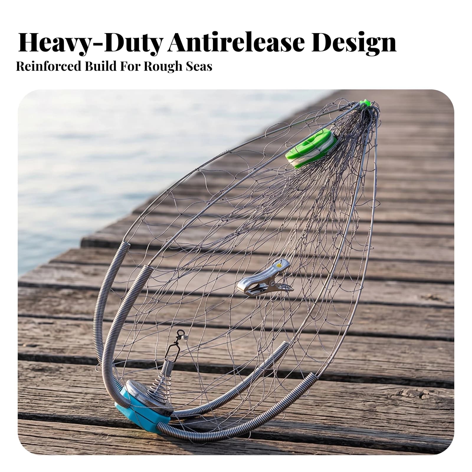 Crab Net Net Fine Mesh Crab Net with Clip Gear Stainless Steel Weighted for Crabbers, Saltwater Fishing