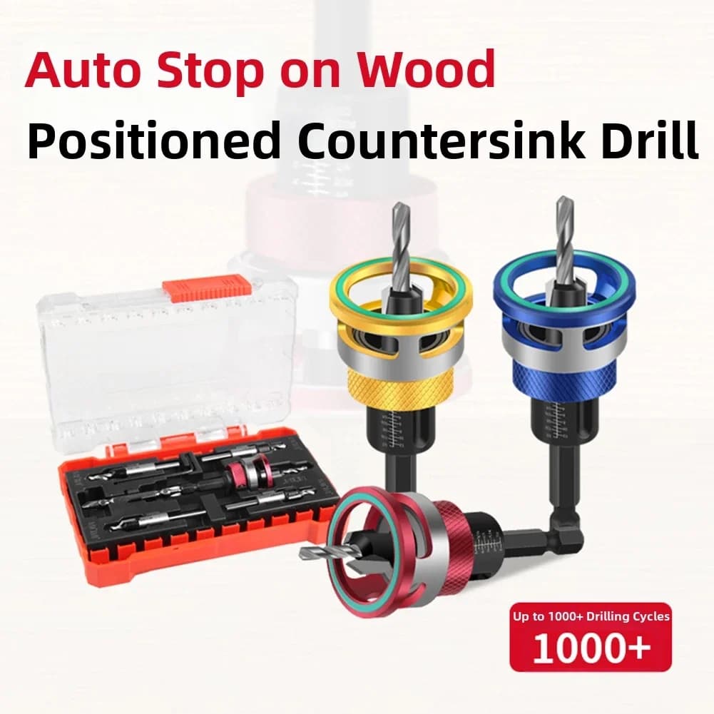 5pcs/set Countersink Drill Bits With Adjustable Depth Stop For Wood Plywood Aluminum Drilling Woodworking Tools