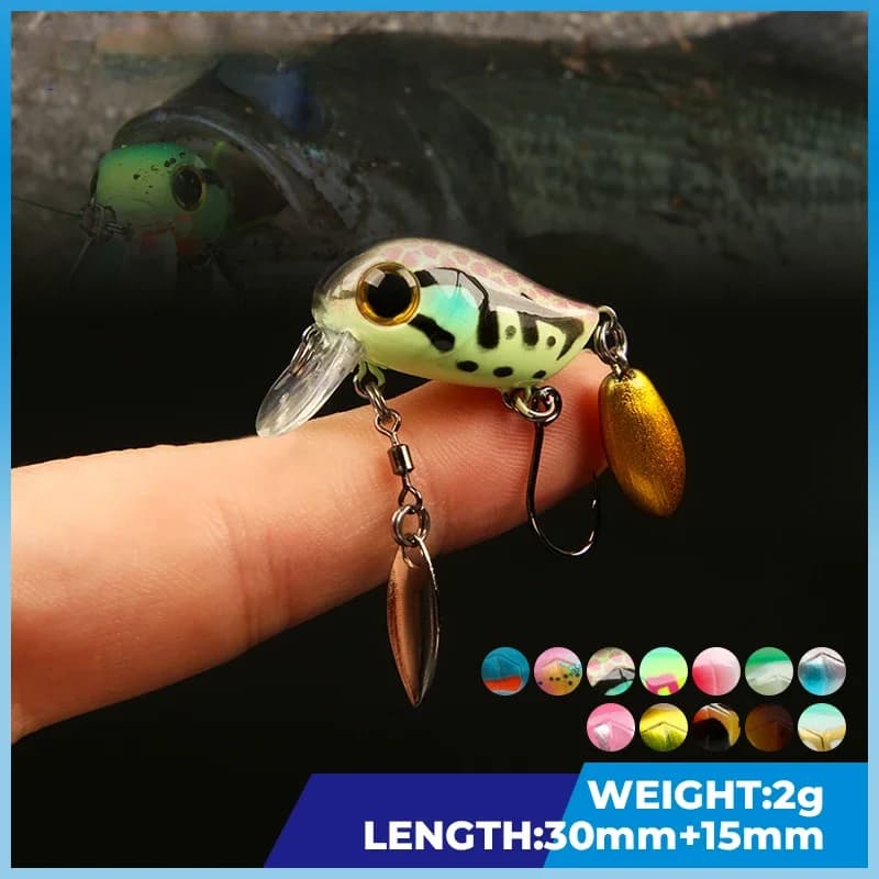 Micro Crankbaits galleggianti 30 mm2g superficie artificiale Wake Bait Crank Wobbler Shallow Topwater esche da pesca per trota Bass