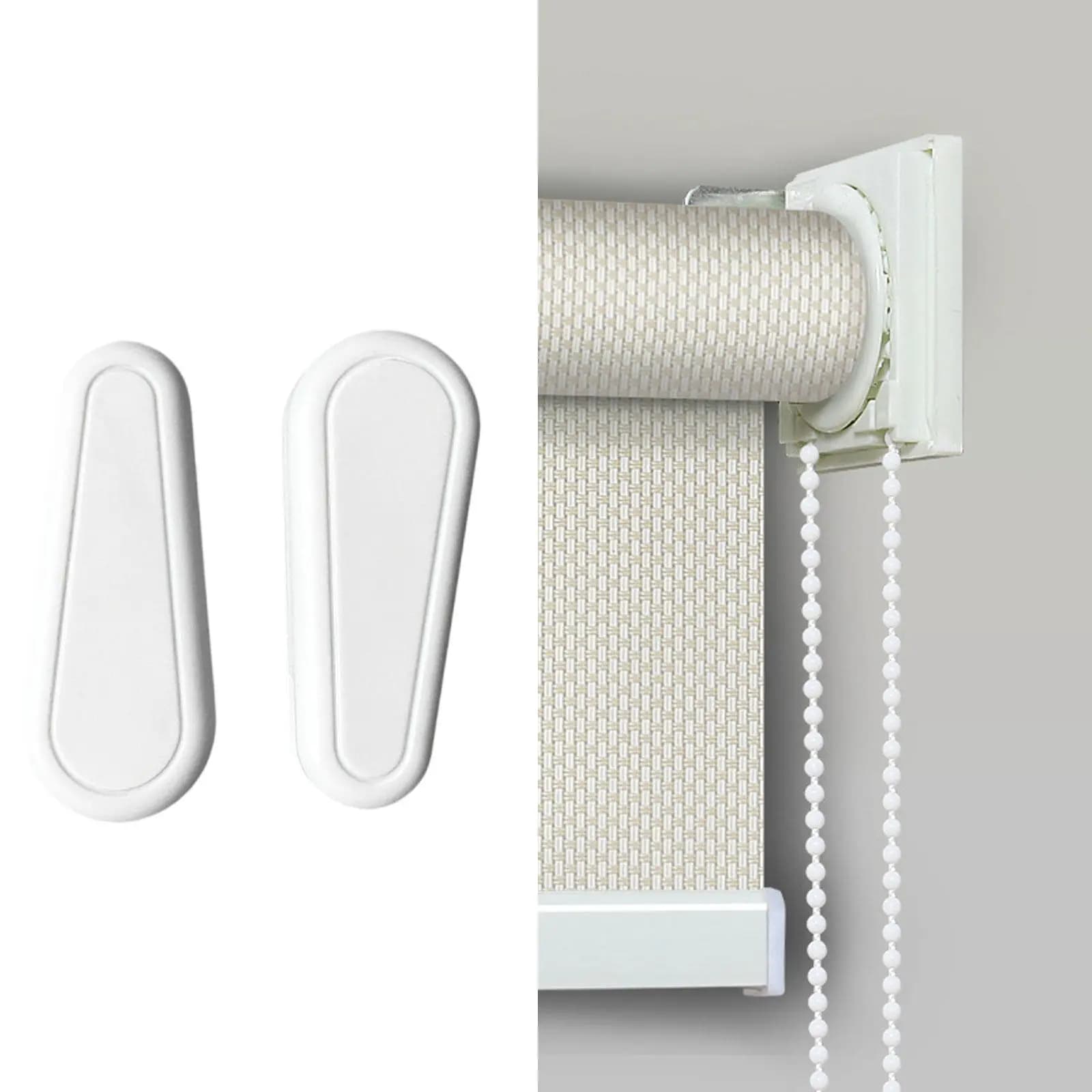 2pcs Curtain Bead Chain Counterweight Handle Repair Parts Rolling Rope Handle Smooth Surface White Simple Assembly