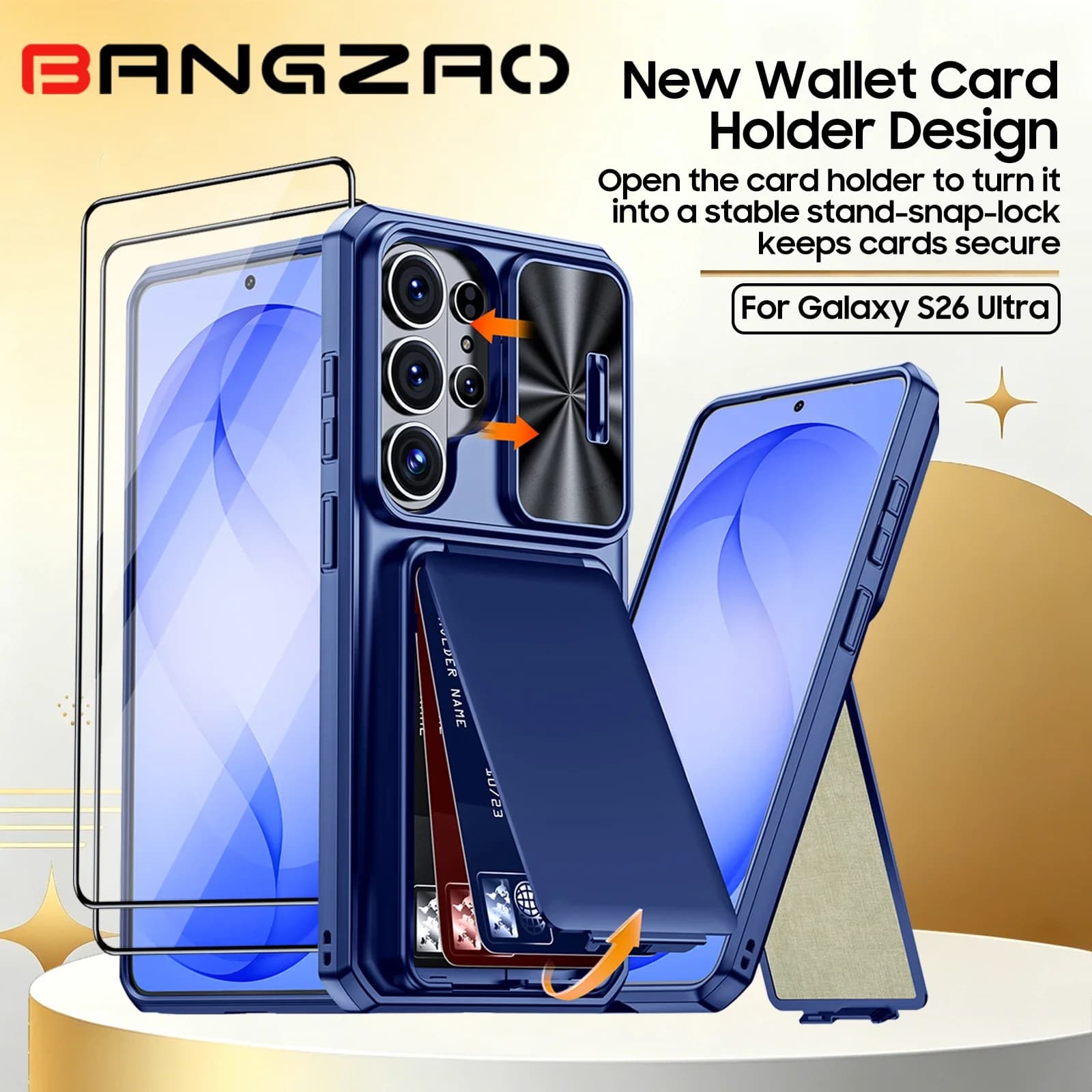 Offerta 618 per Samsung S26 Ultra: Custodia con Porta Carte, Protezione RFID, Antiurto e Antigraffio, Protezione Fotocamera - Blu