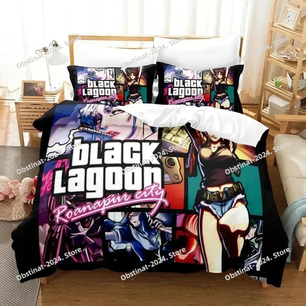 3D Anime Black Lagoon Set biancheria da letto Stampato singolo Piumino Trapunta Copripiumino Federa Set da 3 pezzi Bambini Taglia adulto