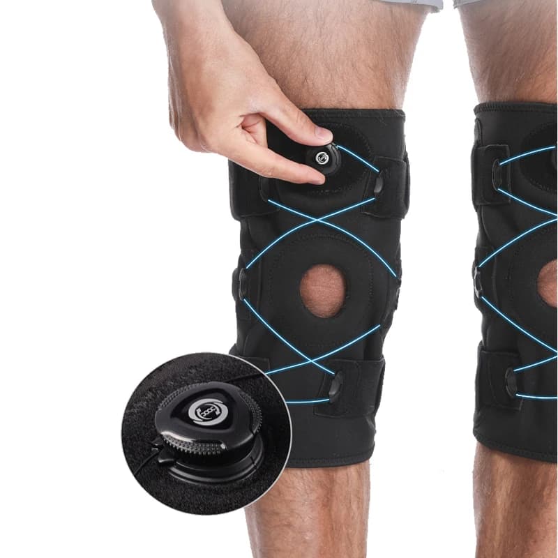 Ginocchiera incernierata con stabilizzatori laterali Design della manopola Cuscinetto di supporto regolabile per uomini e donne