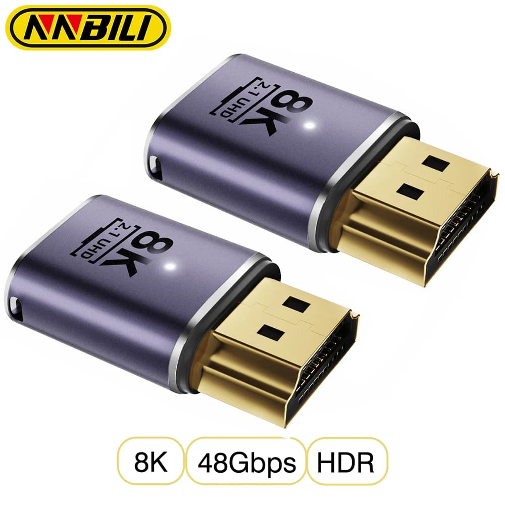 NNBILI 1-2 pcs 8K @ 60Hz 2.1 Male Adapter Cable Female Converter Splitter Support 4K @ 120Hz Straight HDMI-compatible Extender PC