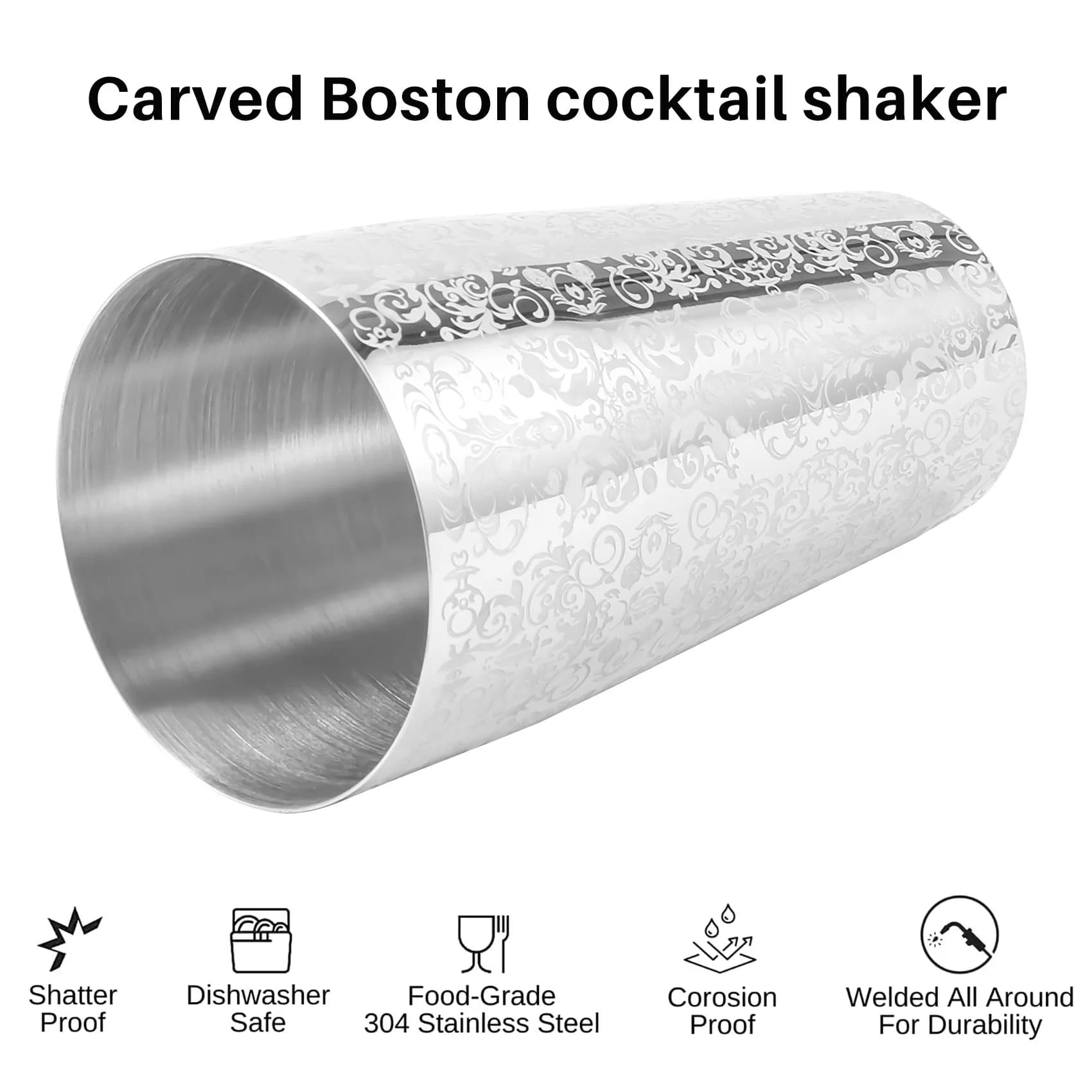 AB09-Shaker per cocktail Boston Shaker Barra De Ferramentas in acciaio inossidabile 304 Design creativo per incisione Boston Cocktail Shaker Tin