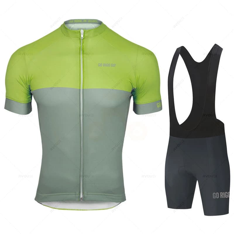 Go Rigo Go Cycling Jersey Set Team Men's Summer Short Sleeved T-shirts Cycling Shorts with Suspenders Complete Maillot Ropa Cycling Hombre