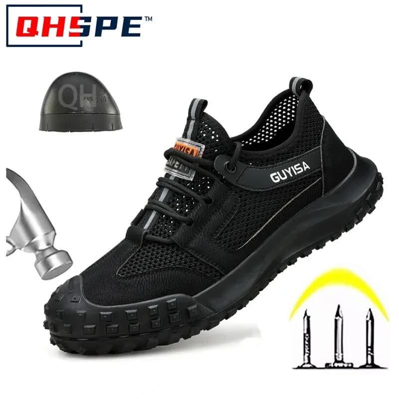 scarpe da lavoro con puntale in acciaio traspirante moda uomo scarpe da ginnastica di sicurezza per lavoratori estivi stivali di sicurezza firmati di marca proteggono le calzature