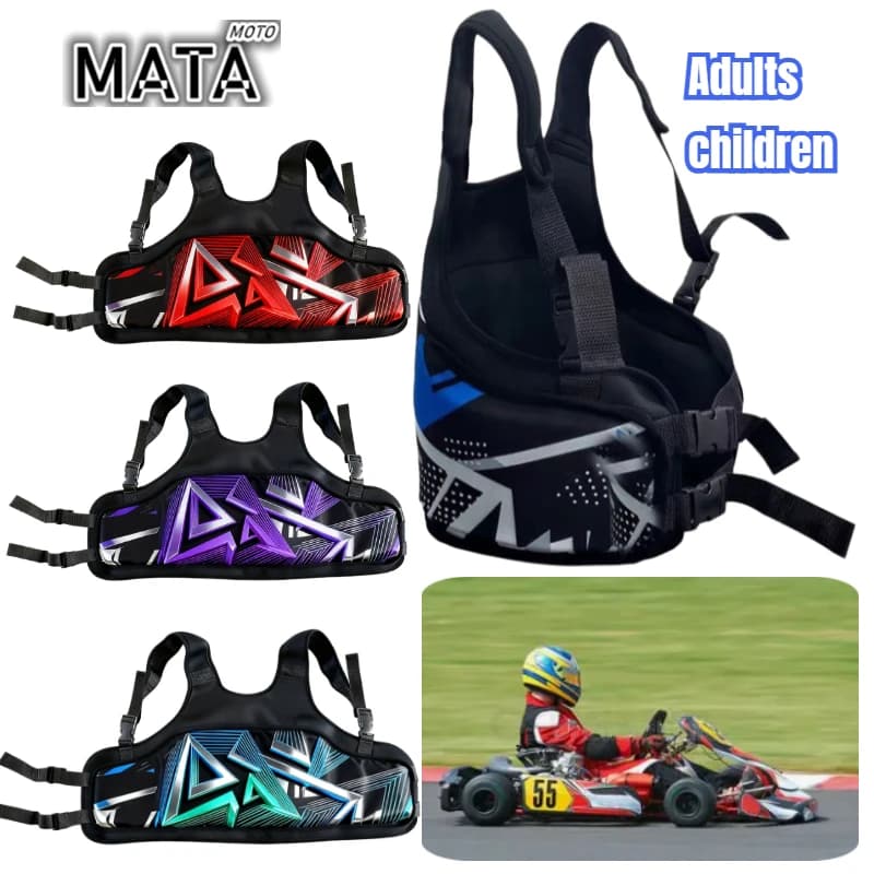 Gilet Protettivo per Karting, Regolabile, Unisex per Adulti e Bambini, Leggero con Imbottitura in Spugna, per Gare di Go-Kart