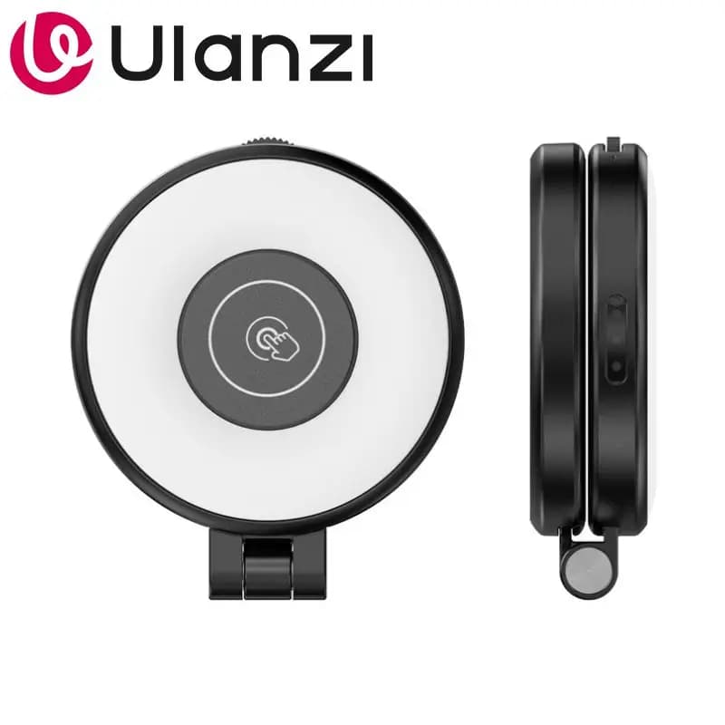 Luce magnetica Ulanzi LM21 da 2W, pieghevole e portatile, con controllo touch per iPhone e Android, ideale per selfie e vlog.