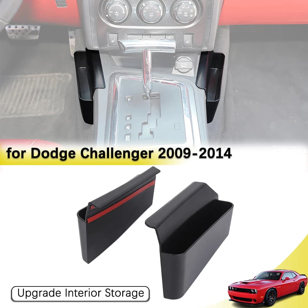 Gear Shift Side Storage Box Organizer Tray for Dodge Challenger 2009-2014 Center Console Holder Interior Storage Accessories ABS