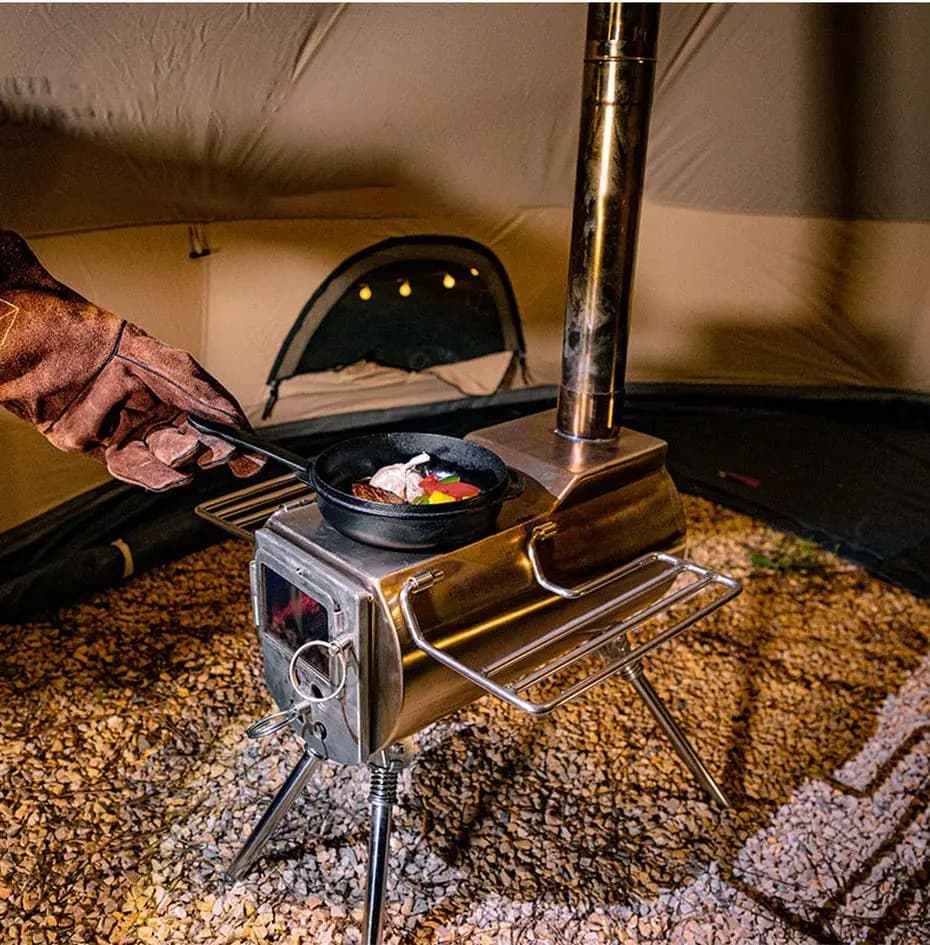 Camping Wood Stove Heater Portable Curtain Firewood Stove Braciere Large stainless steel bonfire