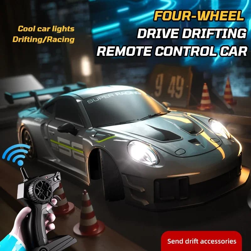 Auto RC Drift 1/24 2.4G 4WD, Veicolo da Corsa Telecomandato, Modellino con Luci, Auto Sportiva Elettrica, Gioco di Competizione per Ragazzi, Giocattolo per Bambini