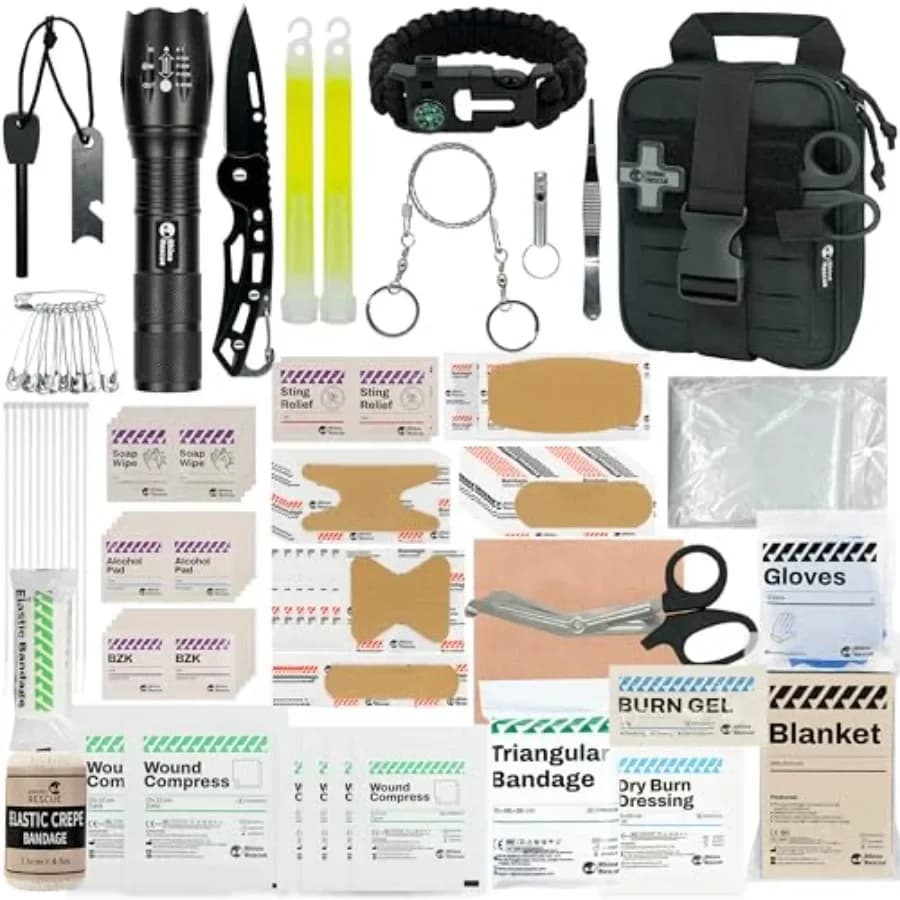 Kit di Pronto Soccorso per Sopravvivenza, Eligibile HSA/FSA, Kit di Emergenza con Tasca Molle IFAK per Veicoli, Auto, Campeggio, Escursionismo