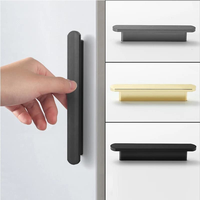 Mobili di fascia alta Porta dell'armadio Hardware per guardaroba Maniglia per porta Scarpiera Cassetto Maniglia estesa Nero Grigio Oro Spazzolato Solido