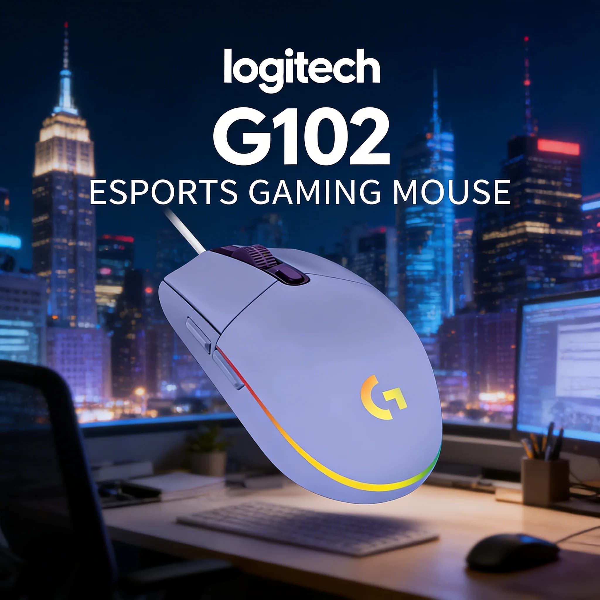 Mouse da Gaming Cablato Logitech G102, 8000 DPI, 6 Pulsanti Programmabili, Illuminazione RGB per PC e Laptop
