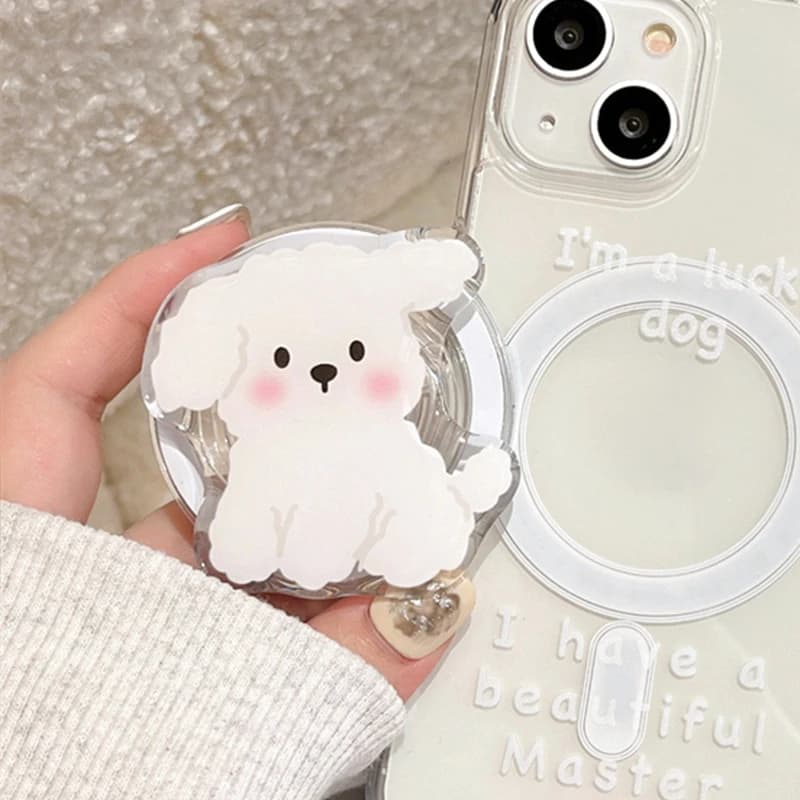 Korean Cute Cartoon Puppy Magnetic Holder Grip Tok Griptok Phone Stand Holder Support For iPhone 15 14 For Pad Magsafe Smart Tok