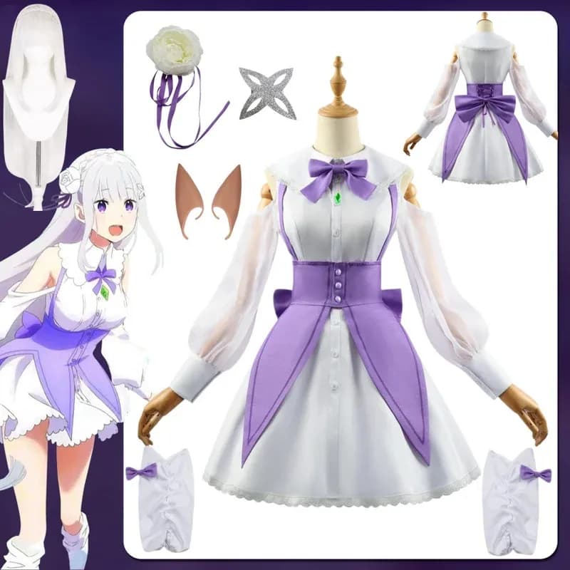 Emilia Lolita Appuntamento Abito completo Cosplay Anime Emiria Re Vita in un mondo diverso da Zero Parrucca per costumi