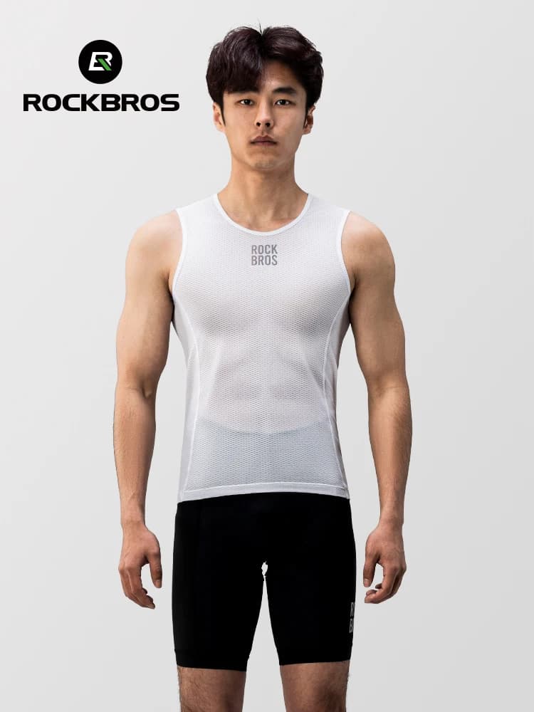 ROCKBROS Gilet da bici Traspirante da uomo senza maniche corto estivo Canottiera Giacca a vento Maglietta Intimo in rete elastica ad asciugatura rapida