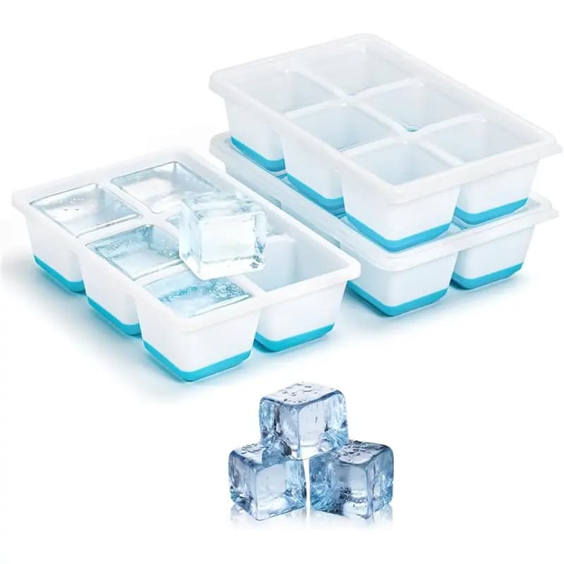 LLCS-3 Set di Stampi per Cubetti di Ghiaccio con Coperchio, Grande Vassoio Quadrato per Ghiaccio per Whisky, Cocktail e Bevande
