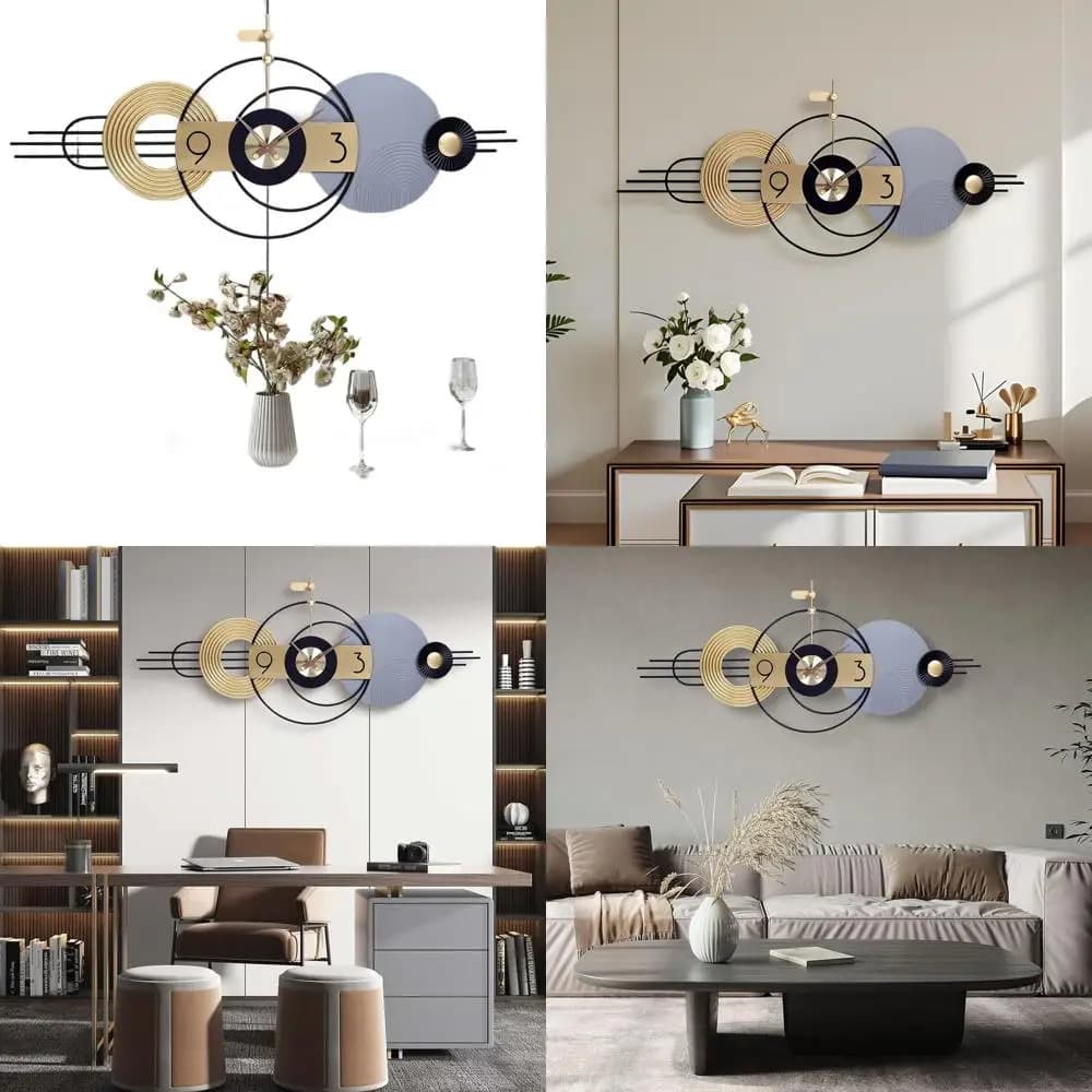 Watch from Modern Walls Abstract Silent Battery 52x22 Inch, Design Asymmetrical for Home and Office Furniture