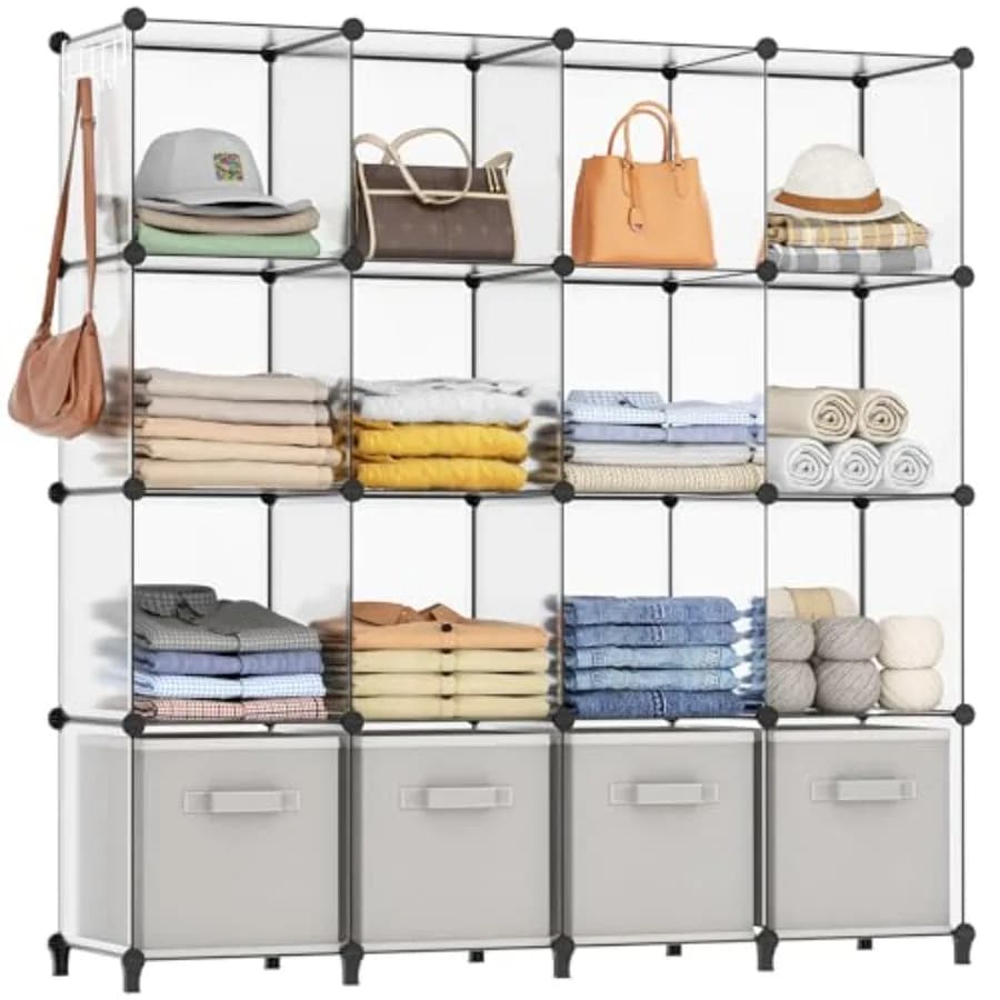 Organizzatori e Scaffali per Armadi, Organizzatore a 16 Cubi, Scaffali a Cubo per Vestiti, Camera da Letto, Stanza