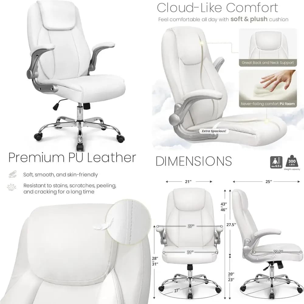 Sedia da scrivania ergonomica con schienale alto con braccioli ribaltabili per ufficio e giochi, altezza regolabile e rotazione girevole per comfort e sup