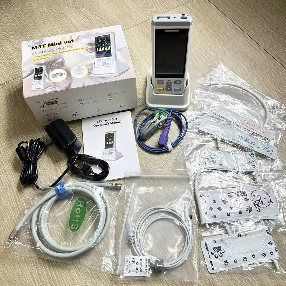 Monitor portatile multiparametrico per animali domestici M3TM3E - Pressione sanguigna, ossigeno nel sangue, temperatura corporea, concentrazione di anidride carbonica